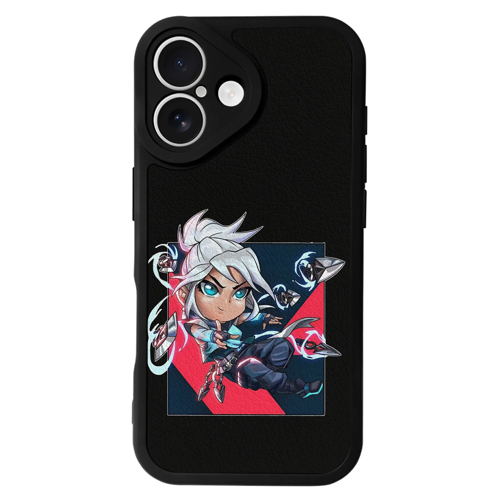 VALORANT グッズ,ジェット - IPhone 16シリーズ対応 ・ シリコンスマホケース ・ レザー調 ・ 高精度フィット ・ 耐衝撃 ・ ワイヤレス充電対応 ・ 精密カット